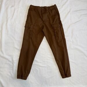 H&M Brown Cargo Joggers Womens US 27 Casual‎ Pants Elastic Waist Drawstring